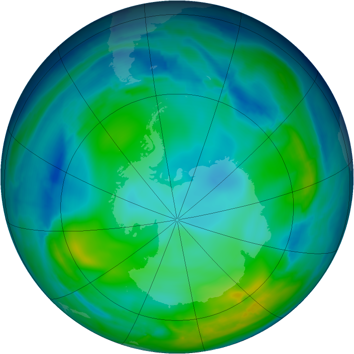 Antarctic ozone map for 25 May 2008